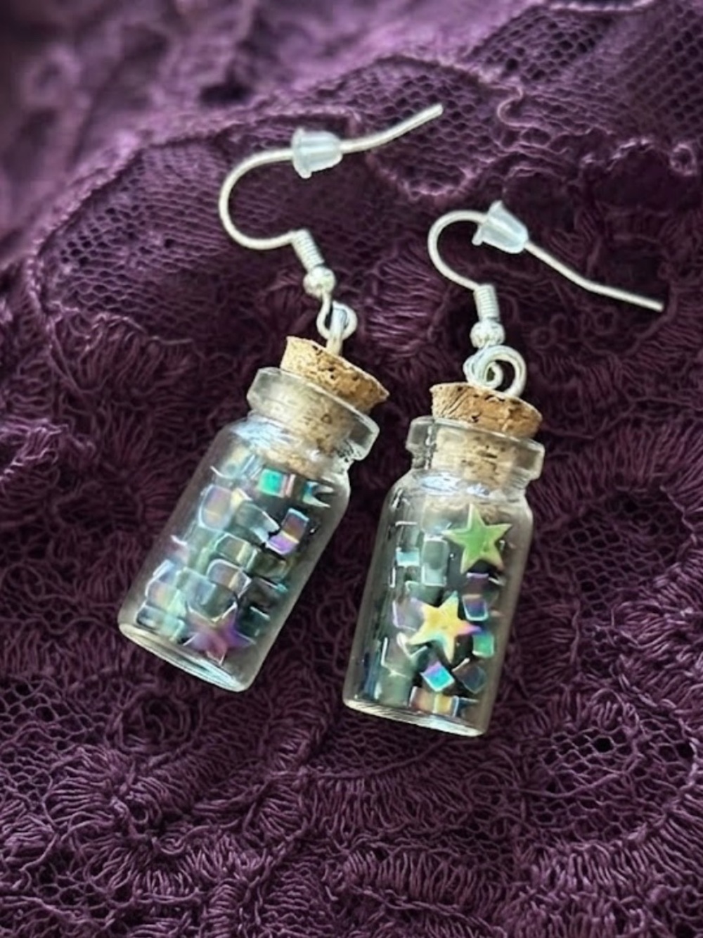 Rainbow Hematite Star Mini Jar Earrings - Picture 2 of 3